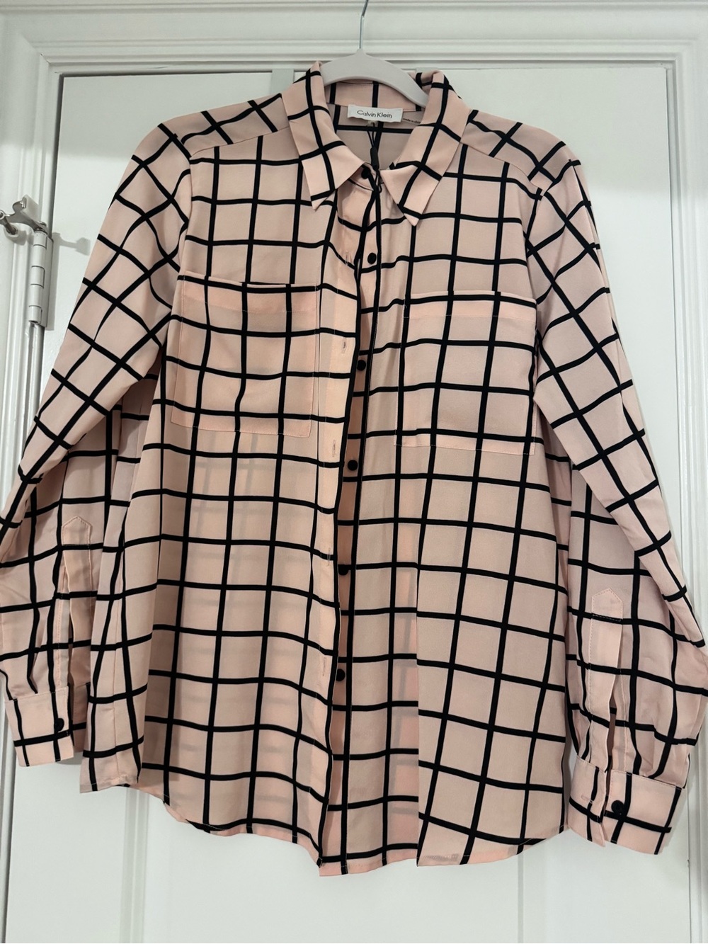 New Calvin Klein Pink Grid Button-Up Shirt
